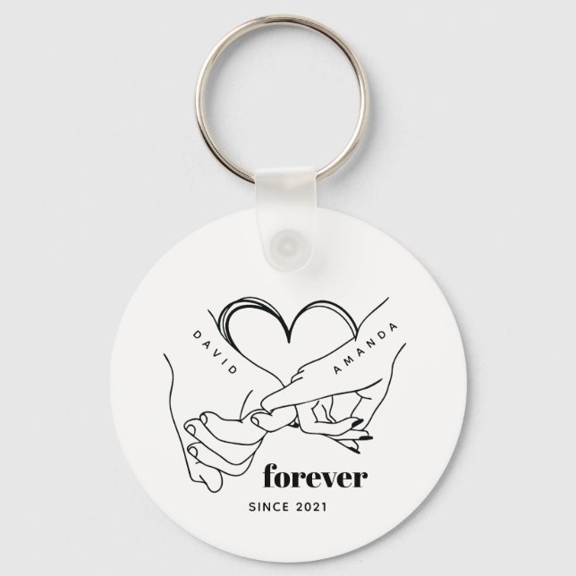 Couple with name Custom Anniversary Gift Idea Keychain (Front)