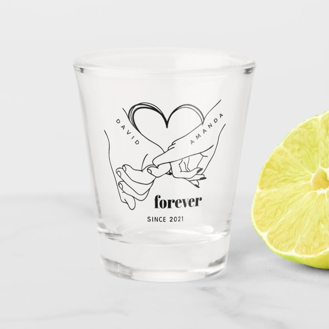 Couple with name Custom Anniversary Gift Idea Shot Glass (Front)