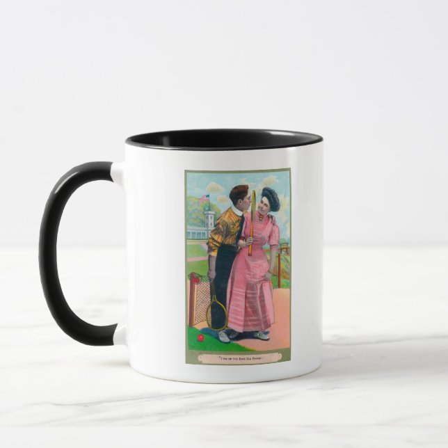 Couple with Tennis GearSame Old Racket Mug (Left)