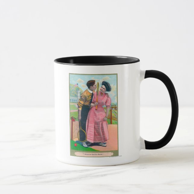 Couple with Tennis GearSame Old Racket Mug (Right)