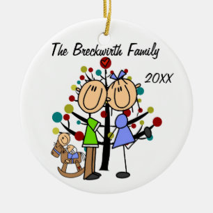 Couple With Toddler Boy Custom Holiday Ornament
