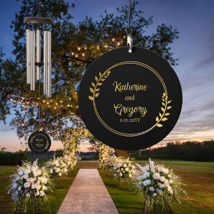 Couple Wreath Names   Wedding Date Photo Keepsake Wind Chime