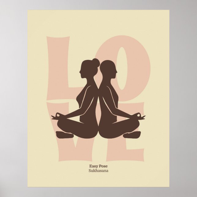 Couple Yoga Pose Print | Matisse Style Wall Art (Front)
