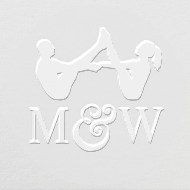 Couple Yoga Pose Wedding 2 Initials LG Ampersand Embosser (Design)