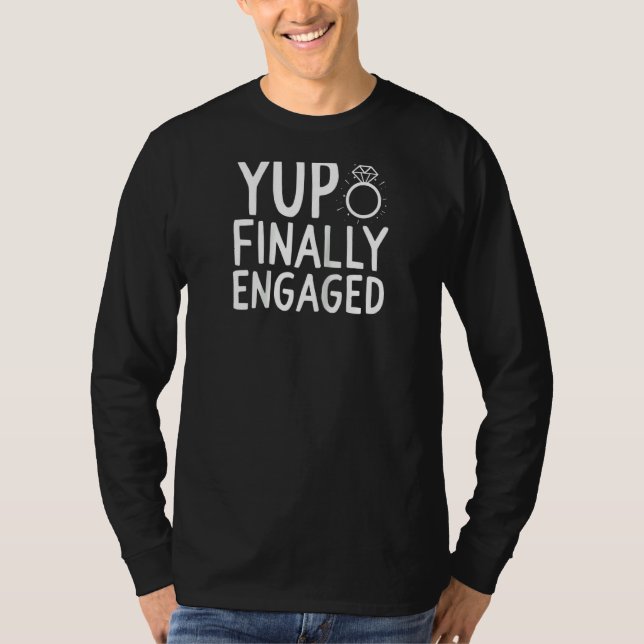 Couple Yup Finally Proposed Engaged Matching Costu T-Shirt (Front)