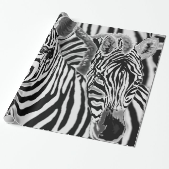 Couple Zebra Wrapping Paper (Unrolled)