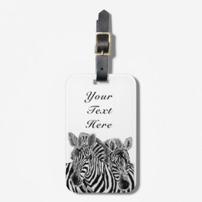 Couple Zebras Luggage Tag with Custom Name Text