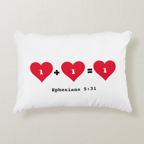 Couples 1 PLUS 1 EQUALS 1 Christian Accent Pillow
