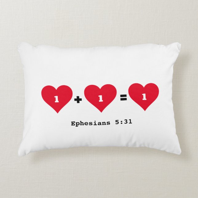 Couples 1 PLUS 1 EQUALS 1 Christian Accent Pillow (Front)