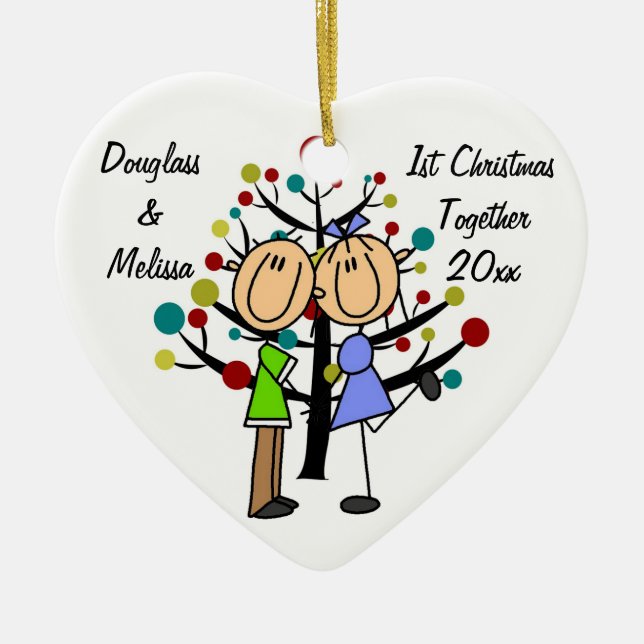 Couple's 1st Christmas Together  Heart Ornament (Front)