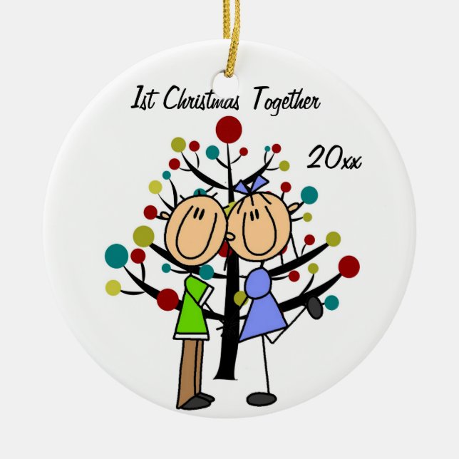 Couple's 1st Christmas Together  Round Ornament (Front)