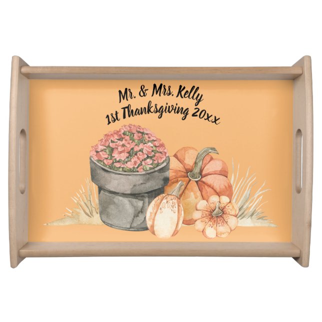 Couple's 1st Thanksgiving Customizable  Serving Tray (Front)