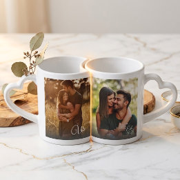 Couples 2 Photo Keepsake Us Est Established Date Coffee Mug Set