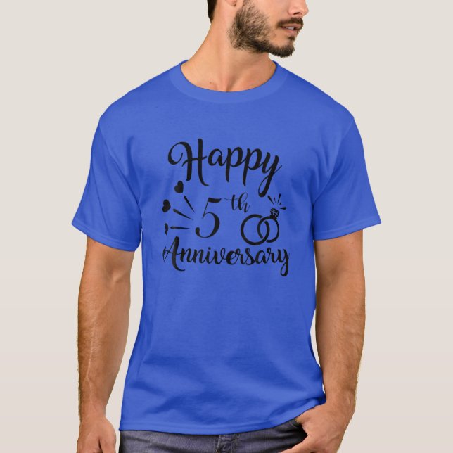 Couples 5Th Anniversary Present Cool Happy 5Th Ann T-Shirt (Front)