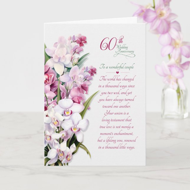 Couple's 60th Wedding Anniversary Orchids Card (Orchid)