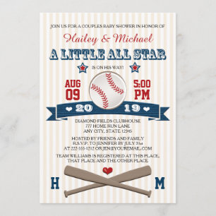 COUPLES ALL STAR BASEBALL BABY SHOWER INVITATION