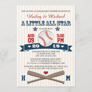 COUPLES ALL STAR BASEBALL BABY SHOWER INVITATION
