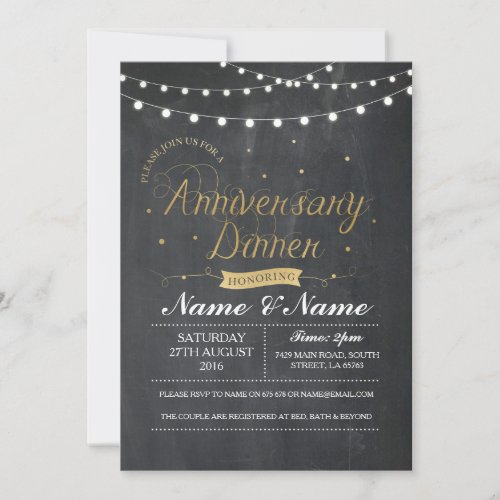 Couples Anniversary Dinner Party Wedding Invite