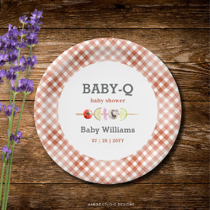 Couples Baby Q Barbecue Baby Shower Paper Plates