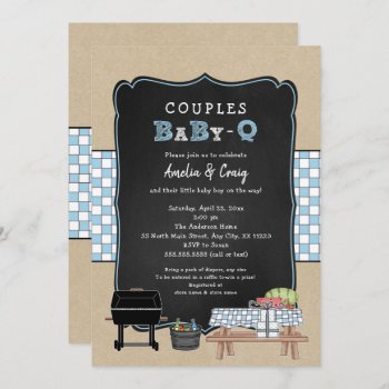 Couples Baby Q  Boy Bbq Baby Shower Invitation by lemontreecards at Zazzle