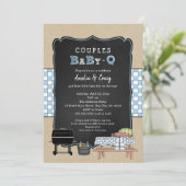 Couples Baby Q, boy BBQ baby shower Invitation (Standing Front)