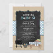 Couples Baby Q, boy BBQ baby shower Invitation (Front)