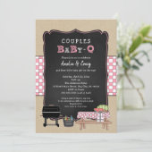 Couples Baby Q, girl BBQ baby shower Invitation (Standing Front)