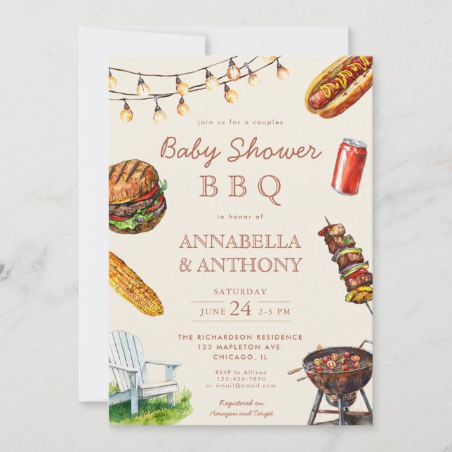 Couples baby shower BBQ barbecue summer Invitation (Front)