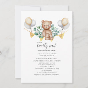 Couples Baby Shower Bear Animal Eucalyptus Foliage Invitation