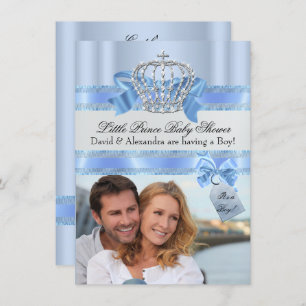 Couple's Baby Shower Boy Blue Little Prince Photo Invitation