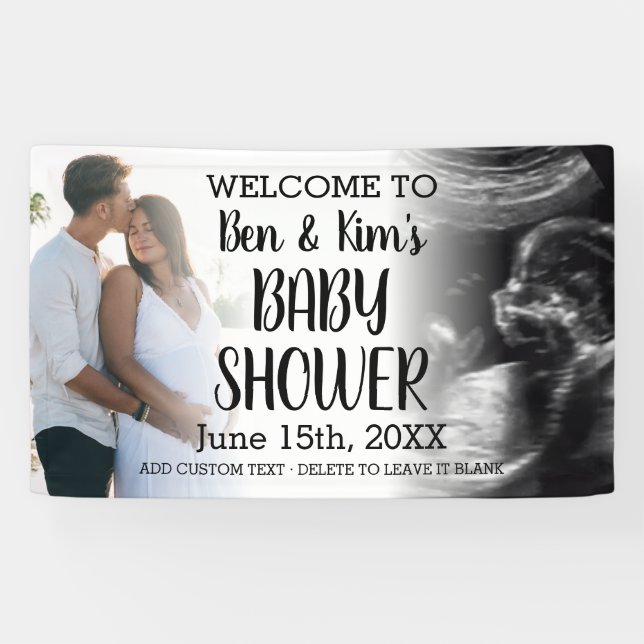 Couple's Baby Shower Custom 2 Photo Welcome Banner (Horizontal)
