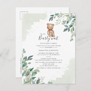 Couples Baby Shower Eucalyptus Greenery Script Invitation Postcard
