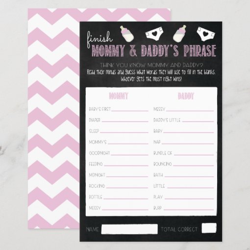 Couples Baby Shower Game Cards | Zazzle