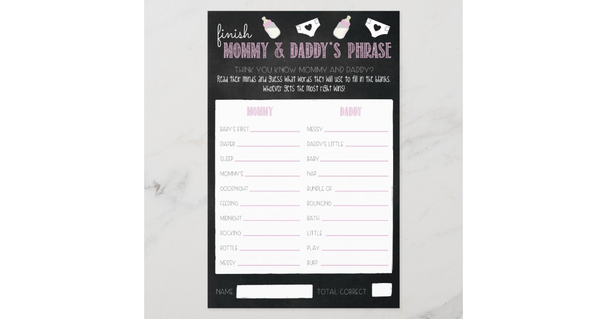 Couples Baby Shower Game Cards | Zazzle