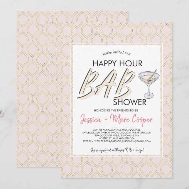 Couples Baby Shower | Happy Hour Card (Front/Back)