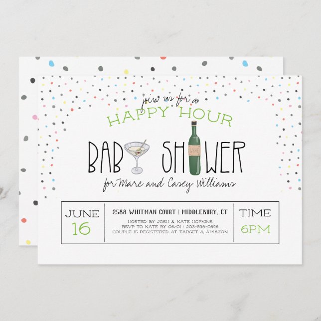 Couples Baby Shower | Happy Hour Invitation (Front/Back)