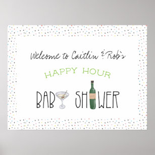 Couples Baby Shower   Happy Hour Welcome Poster