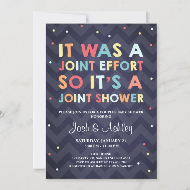 Couples Baby Shower invitation Coed Shower Joint (Front)
