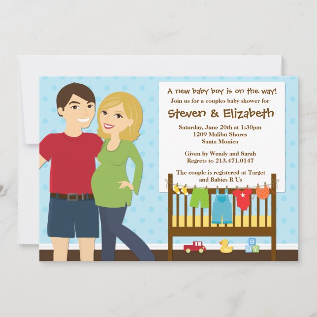 Couples Baby Shower Invitation for a Boy (Front)