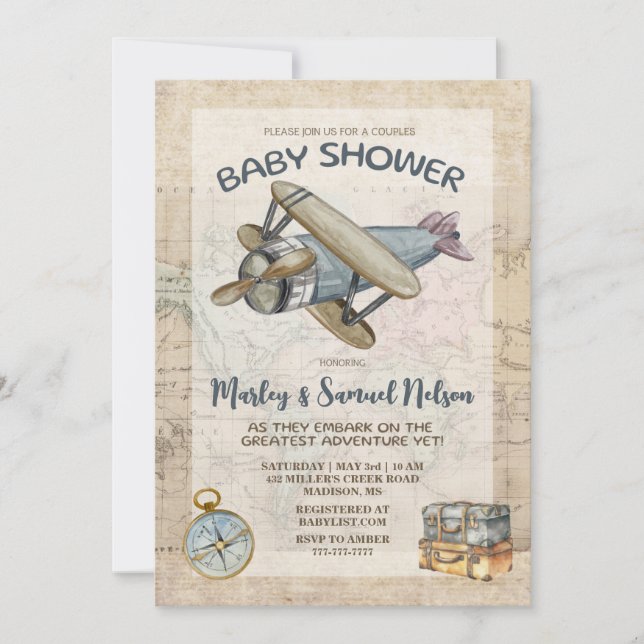 Couples Baby Shower Invitation Greatest Adventure  (Front)