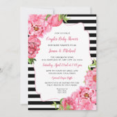 Couples Baby Shower Invitation, pink black floral Invitation (Front)