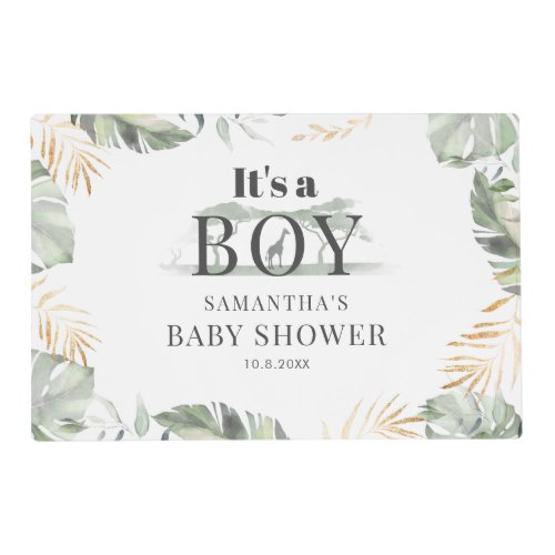 Couples Baby Shower Jungle Animal Botanical Placemat