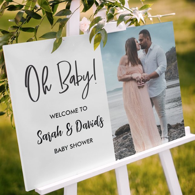 Couple's baby shower Personalized OH BABY Foam Board (Chic, minimalist Oh baby! gender neutral couple baby shower baby shower welcome sign.)