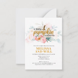 Couples Baby Shower Pumpkin Watercolor Floral Note Card