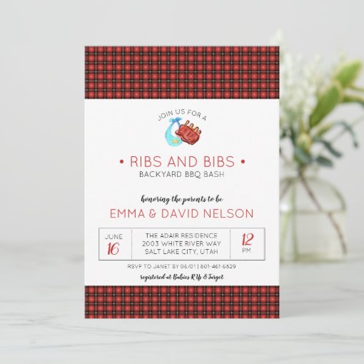 Couples Baby Shower Ribs & Bibs Invitation Zazzle