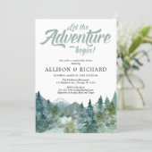 Couples baby shower, rustic forest mountains invitation (Standing Front)