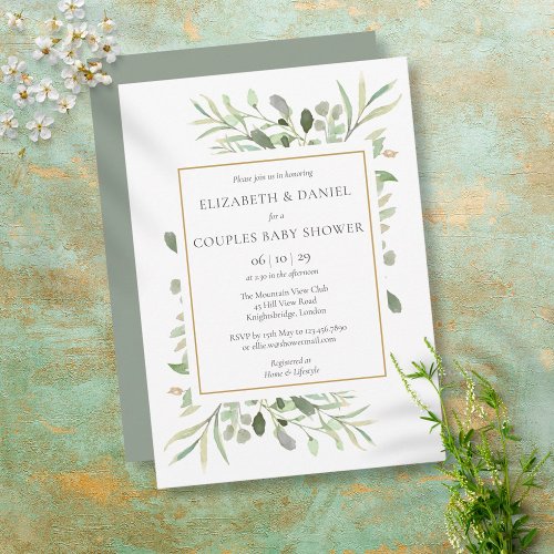 Couples Baby ShowerSprinkle Eucalyptus Greenery Invitation