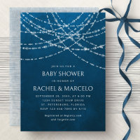 Couples Baby Shower String Lights Blue
