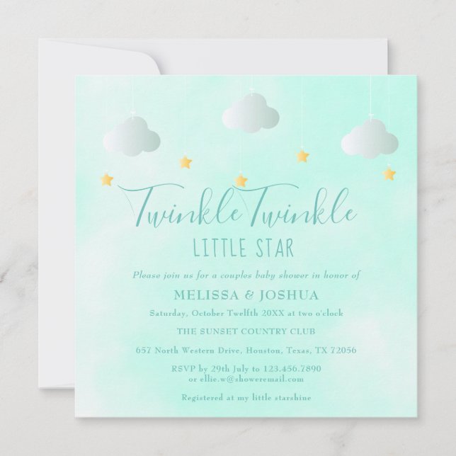 Couples Baby Shower Twinkle Twinkle Gender Neutral Invitation (Front)