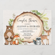 Couples baby shower woodland rustic gender neutral invitation